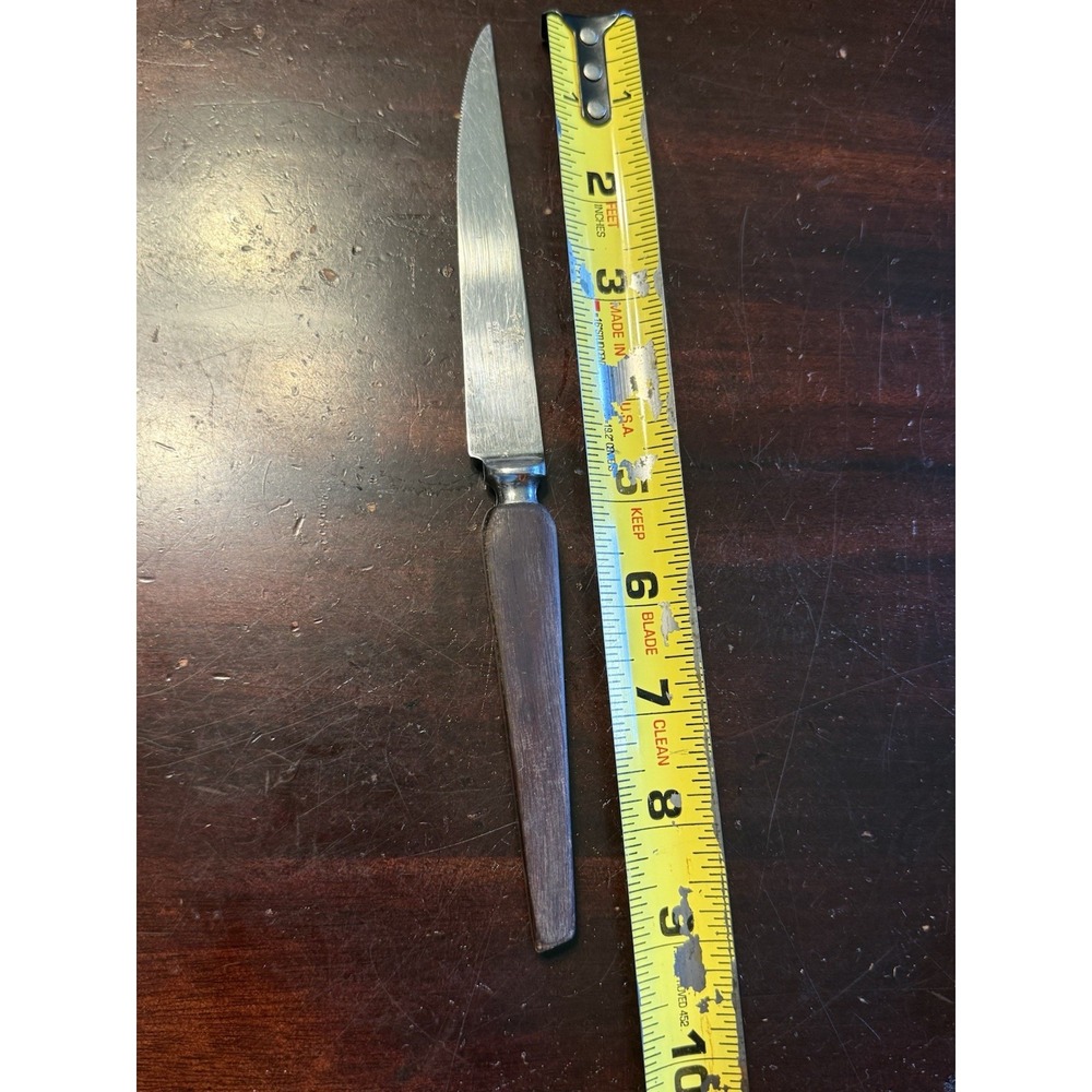 Vintage 1 BURNS Stainless Steel Steak Knives Made in England Wood Handles - Picture 2 of 6